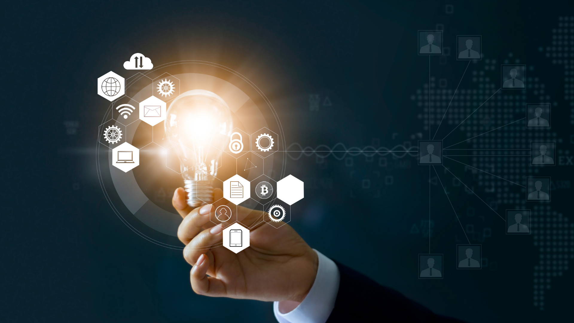 hand holding light bulb. innovation concept