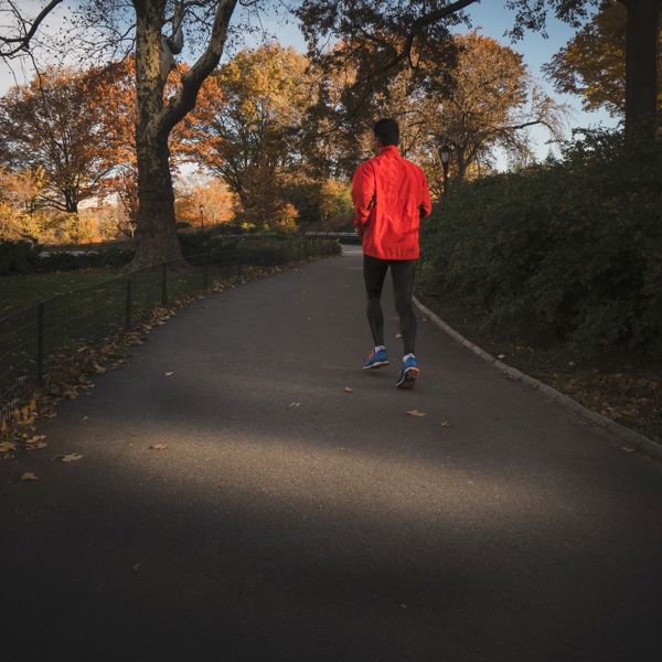 Man running in a park.