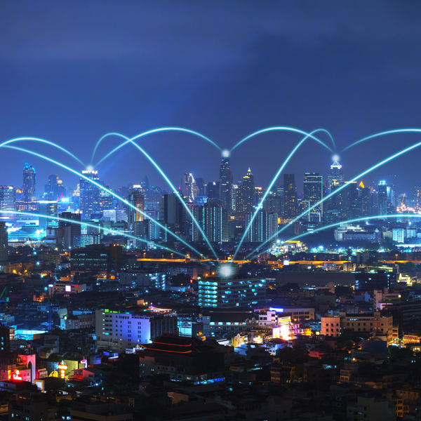 Communication and internet network connect in smart city. 