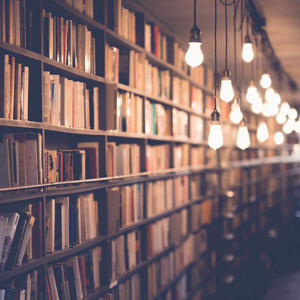 Library with books on the shelves.