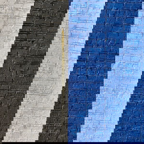 Bricka wall painted in beige and blue