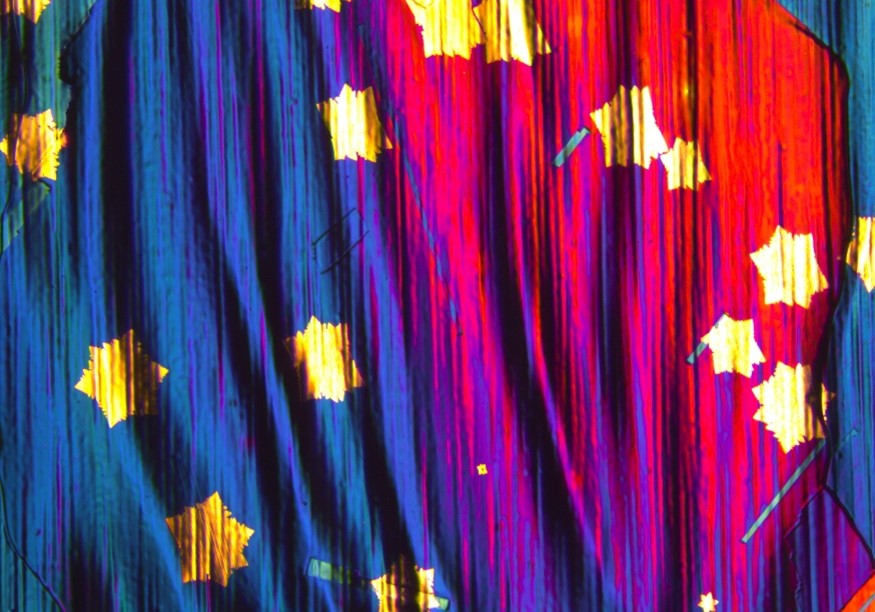 Optical micrograph of star-shaped graphene flakes grown by CVD on copper. (© Stampfer Lab, RWTH Aachen University)