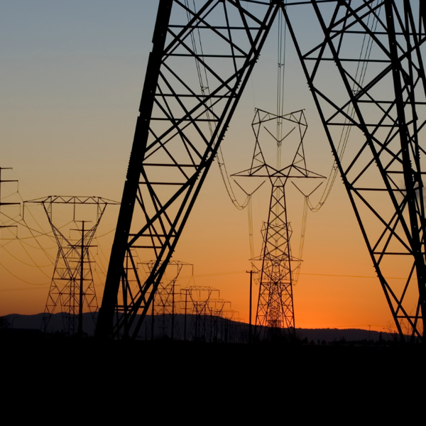 powerlines in sunset