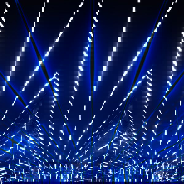 light tracks on blue background