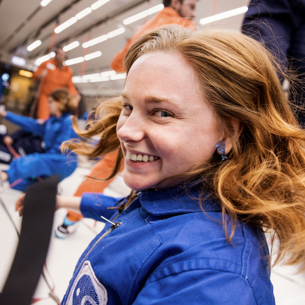 Graphene Flagship’s Meganne Christian in a parabolic flight